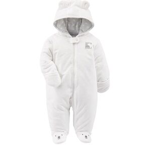 6-9M🐻‍❄️ Carter's Simple Joys Kid's Pram Ivory Polar Bear Outerwear Snow Suit